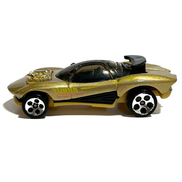 Vintage 1991 Hot Wheels Metallic Gold Diecast Model Sports Race Car Toy Black - Picture 2 of 11